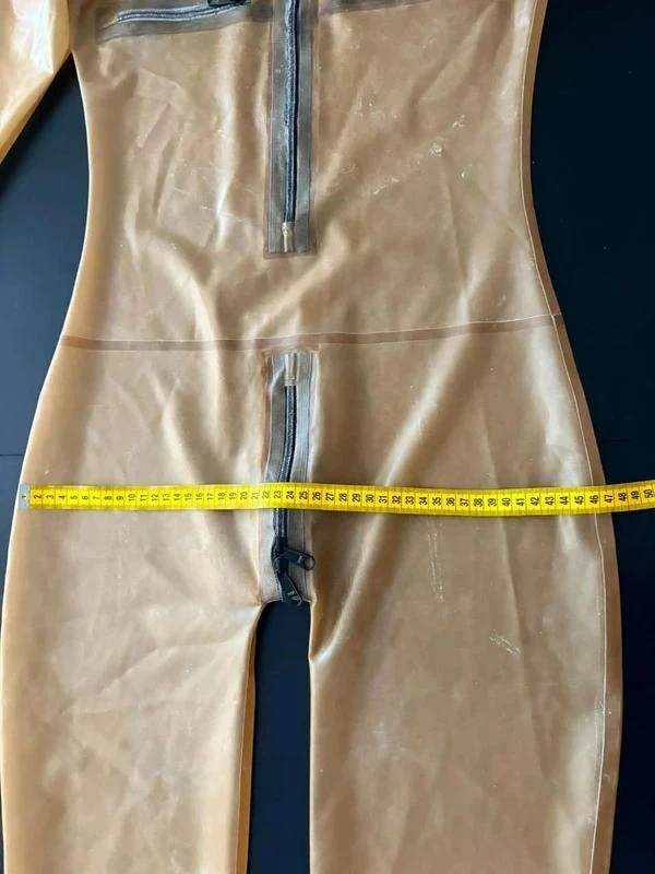 Macacão de látex feminino Transparente/Miel Tamanho M/38 com puxadores – photo 5